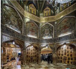 A view of one of the porticos of the Holy Shrine of Fatimah Ma'sumah (S.A.).